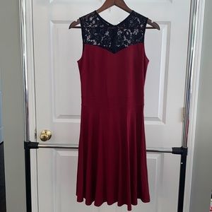 Maroon dress with black lace